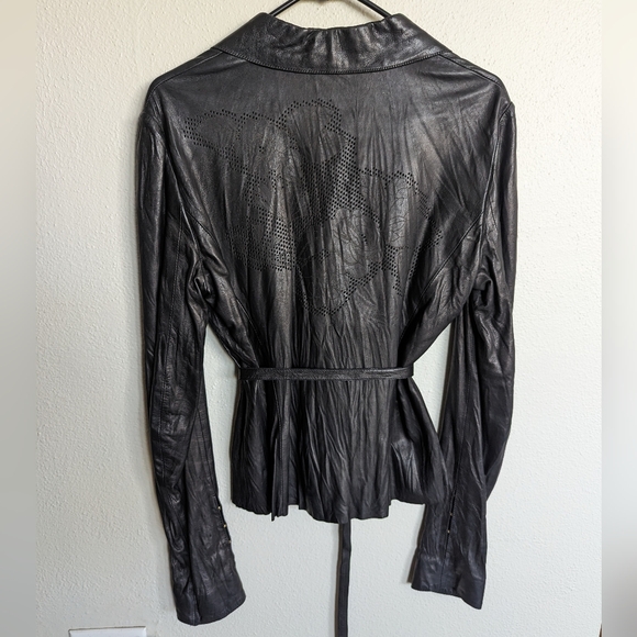 ๐โจR.CAVALLI ROSES LEATHER BLAZER - Picture 5 of 12